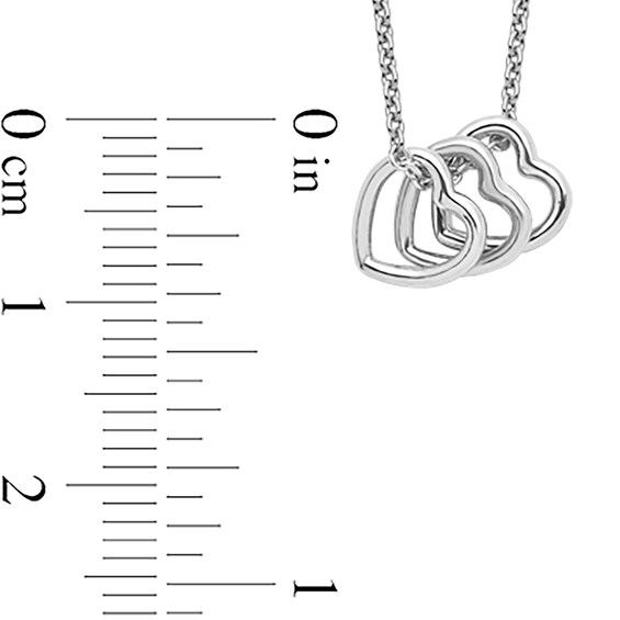 Tilted Trio Hearts Pendant in Sterling Silver