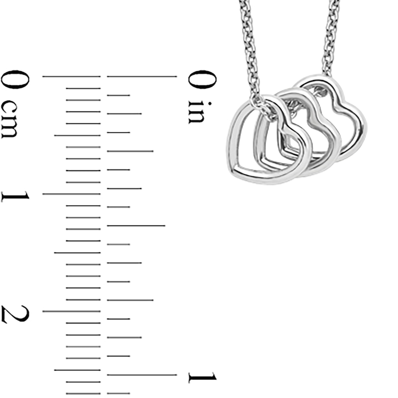 Main Image 2 of Tilted Trio Hearts Pendant in Sterling Silver