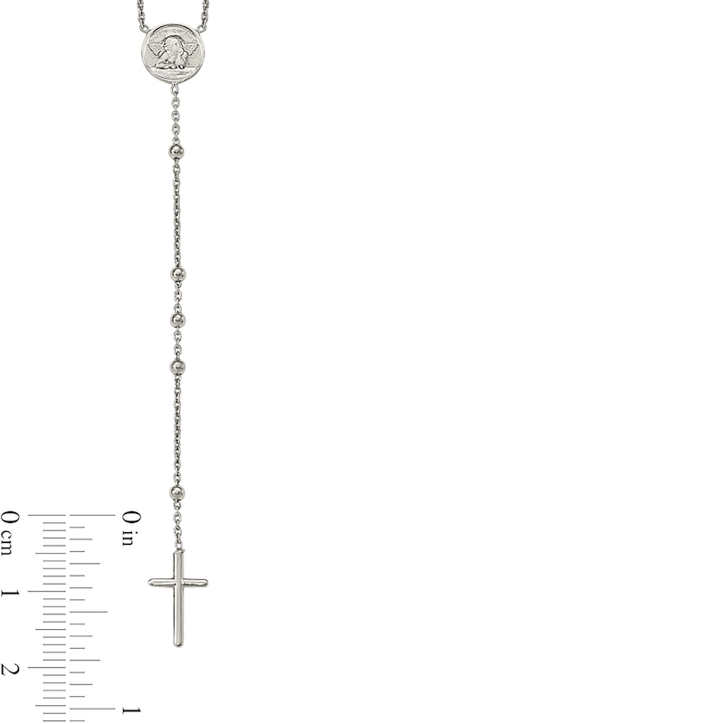 Main Image 2 of Angel and Cross Beaded Rosary Necklace in Sterling Silver