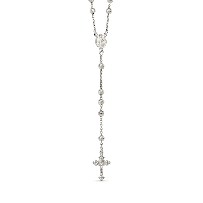 Main Image 1 of Beaded Rosary Necklace in Sterling Silver - 25”