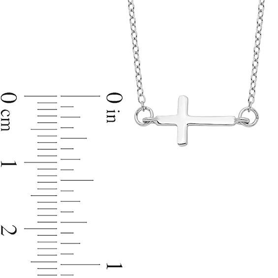 Sideways Cross Necklace in Sterling Silver
