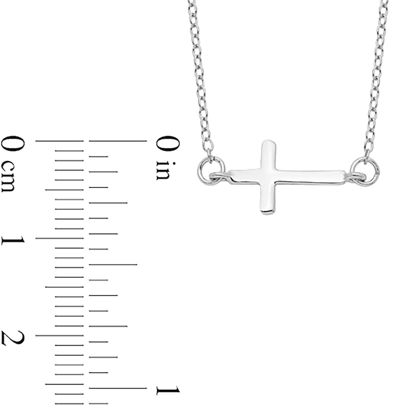 Main Image 2 of Sideways Cross Necklace in Sterling Silver