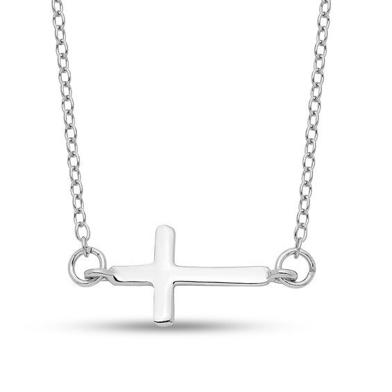 Sideways Cross Necklace in Sterling Silver - 20â