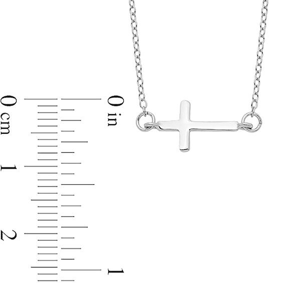 Sideways Cross Necklace in Sterling Silver - 20â