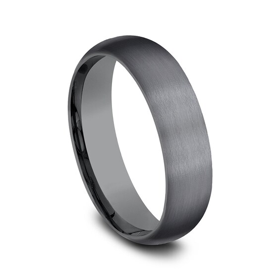 6.0mm Satin Engravable Wedding Band in Tantalum (1-2 lines)
