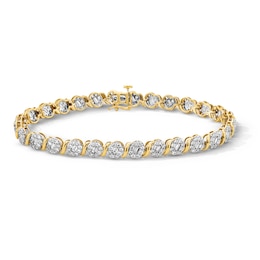 3 CT. T.W.  Lab-Grown Multi-Diamond “S” Link Bracelet in 10K Gold (F/VS2) - 7.25”
