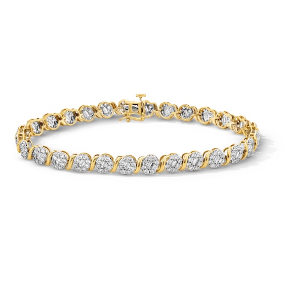 3 CT. T.w. Lab-Grown Multi-Diamond “S” Link Bracelet in 10K Gold (F/Vs2) - 7.25”