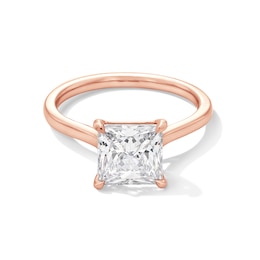 3 CT. Princess-Cut Certified Lab-Grown Diamond Solitaire Engagement Ring in 14K Rose Gold (F/VS2)