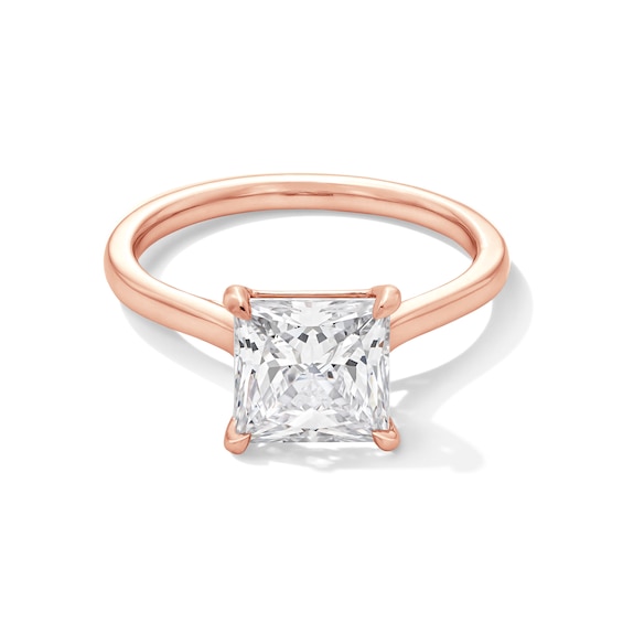 3 CT. Princess-Cut Certified Lab-Grown Diamond Solitaire Engagement Ring in 14K Rose Gold (F/Vs2)
