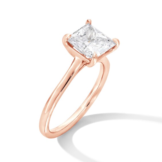 3 CT. Princess-Cut Certified Lab-Grown Diamond Solitaire Engagement Ring in 14K Rose Gold (F/Vs2)