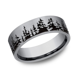 8.0mm Satin Tree Line Engravable Wedding Band in Tantalum (1-2 lines)