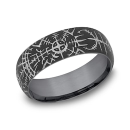 8.0mm Satin Viking Compass Engravable Wedding Band in Tantalum (1-2 lines)
