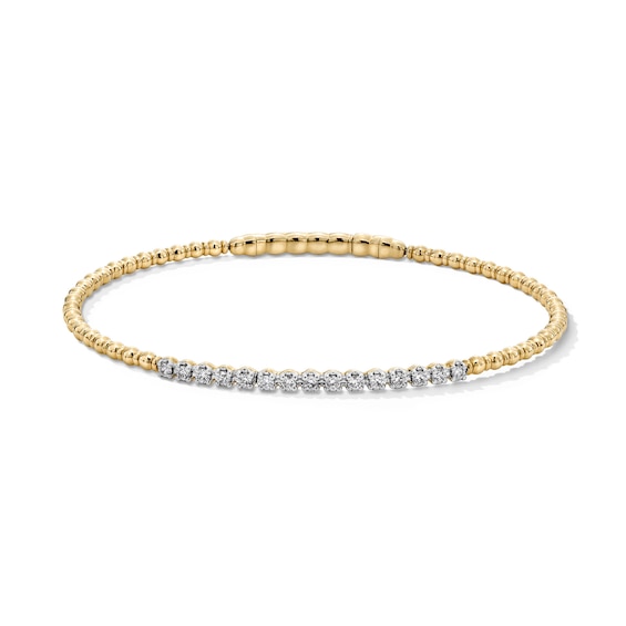 1/3 CT. T.w. Certified Lab-Grown Diamond Bead Bangle in Sterling Silver with 10K Gold Plate (F/Vs2)
