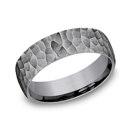 6.5mm Hammered Finish Engravable Wedding Band in Tantalum (1-2 lines)