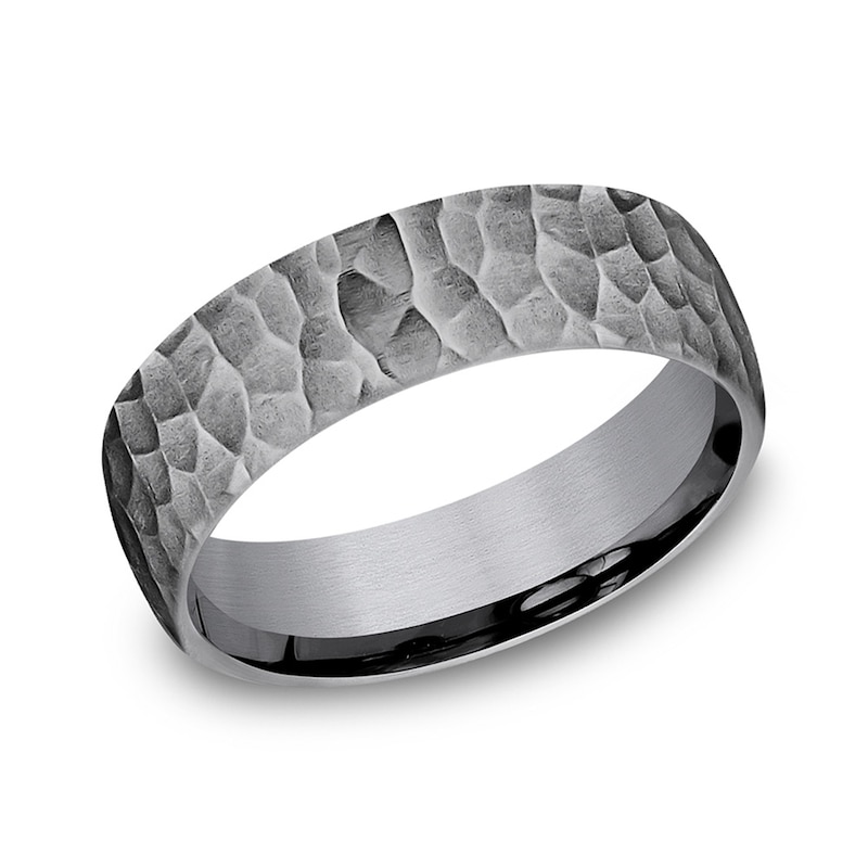 Main Image 1 of 6.5mm Hammered Finish Engravable Wedding Band in Tantalum (1-2 lines)