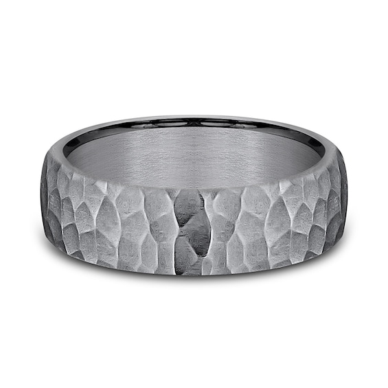 6.5mm Hammered Finish Engravable Wedding Band in Tantalum (1-2 lines)