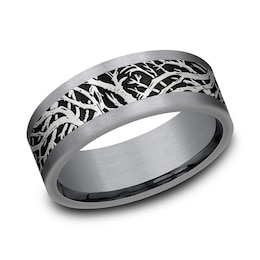 8.0mm Branch-Pattern Engravable Wedding Band in Tantalum and Titanium (1-2 lines)