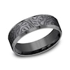 Thumbnail Image 1 of 7.0mm Matte Mokume Gane Pattern Beveled Edge Engravable Wedding Band in Tantalum (1-2 lines)