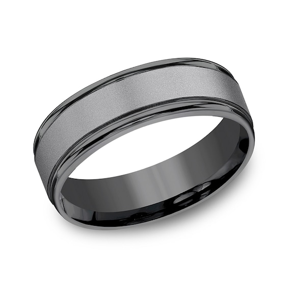 7.0mm Matte Center Engravable Wedding Band in Tantalum (1-2 lines)