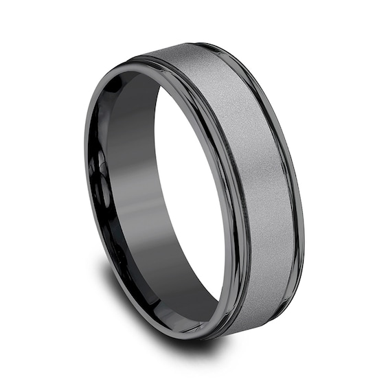 7.0mm Matte Center Engravable Wedding Band in Tantalum (1-2 lines)