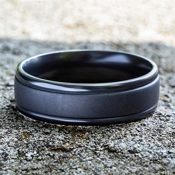 7.0mm Matte Center Engravable Wedding Band in Tantalum (1-2 lines)