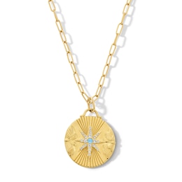Blue Sapphire and 1/8 CT. T.W. Certified Lab-Grown Diamond Star Medallion Pendant in Sterling Silver with Gold Plate