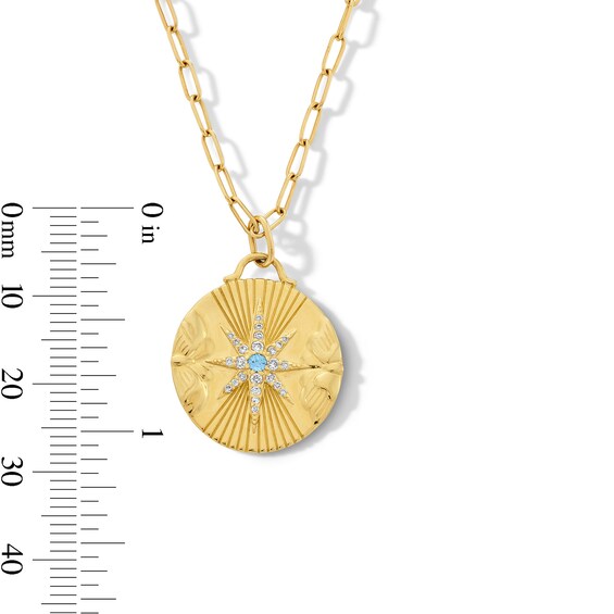 Blue Sapphire and 1/8 CT. T.w. Certified Lab-Grown Diamond Star Medallion Pendant in Sterling Silver with Gold Plate