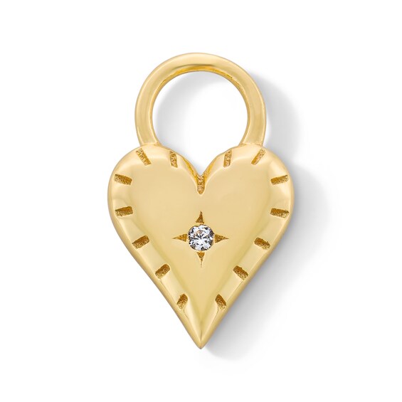 Certified Lab-Grown Diamond Accent Heart Earring Charm in Sterling Silver with 18K Gold Plate (F/Vs2)