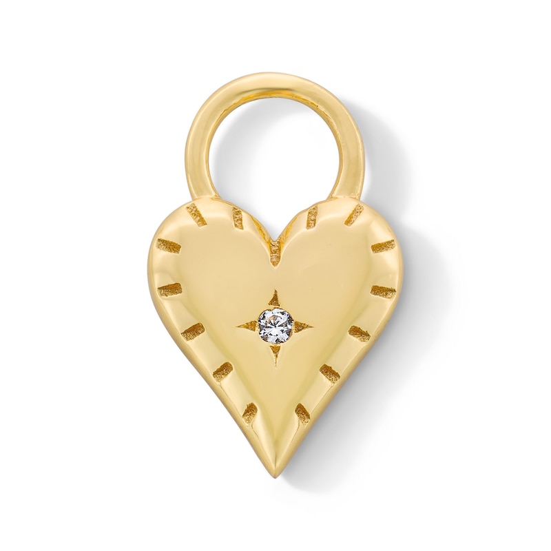 Main Image 1 of Certified Lab-Grown Diamond Accent Heart Earring Charm in Sterling Silver with 18K Gold Plate (F/VS2)