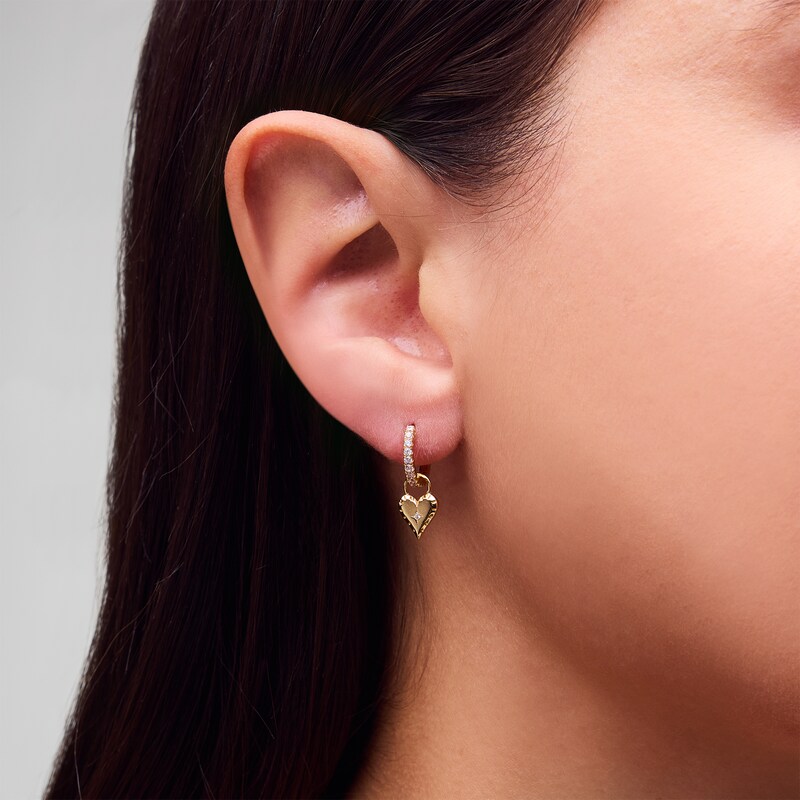 Main Image 2 of Certified Lab-Grown Diamond Accent Heart Earring Charm in Sterling Silver with 18K Gold Plate (F/VS2)