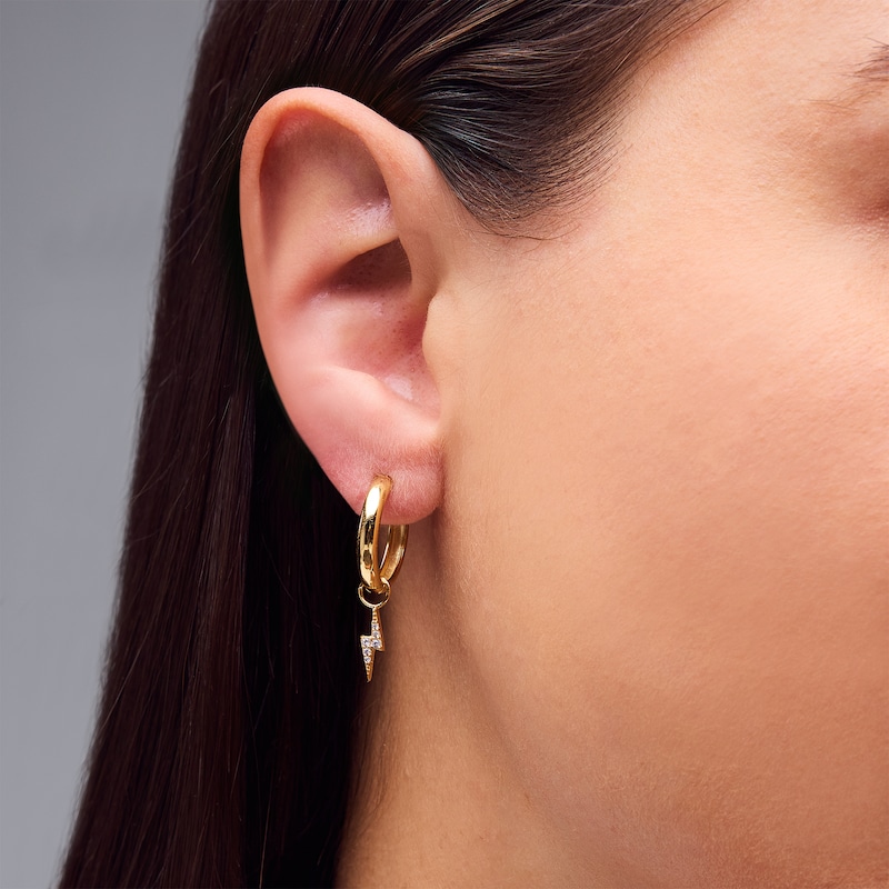 Main Image 2 of Certified Lab-Grown Diamond Accent Lightning Bolt Earring Charm in Sterling Silver with 18K Gold Plate (F/VS2)