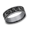 Thumbnail Image 1 of 7.5mm Satin Filigree Vintage-Style Engravable Wedding Band in Tantalum and Titanium (1-2 lines)