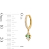 Thumbnail Image 3 of Baguette-Cut Green Tourmaline and Certified Lab-Grown Diamond Hoop Drop Earrings in Sterling Silver with Gold Plate