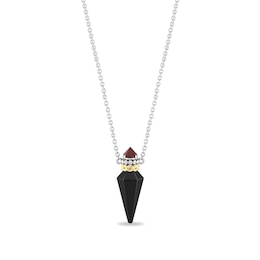 Enchanted Disney Villains Evil Queen Onyx, Garnet and Black Diamond Dagger Necklace in Sterling Silver - 20"