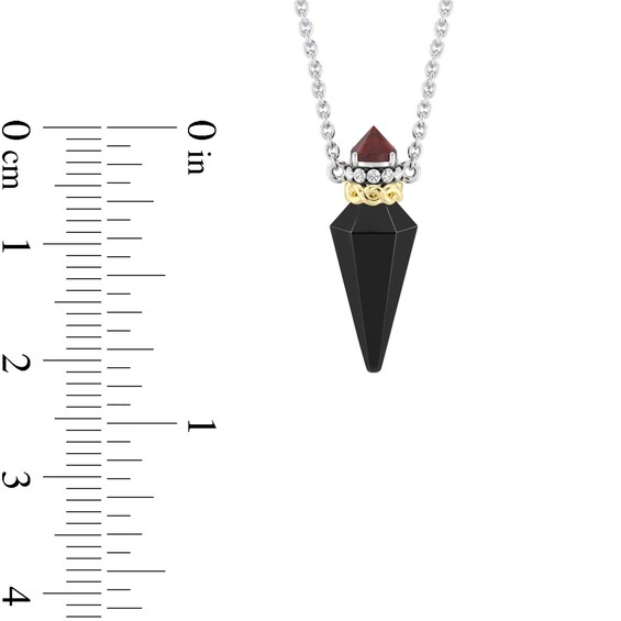 Enchanted Disney Villains Evil Queen Onyx, Garnet and Black Diamond Dagger Necklace in Sterling Silver - 20"