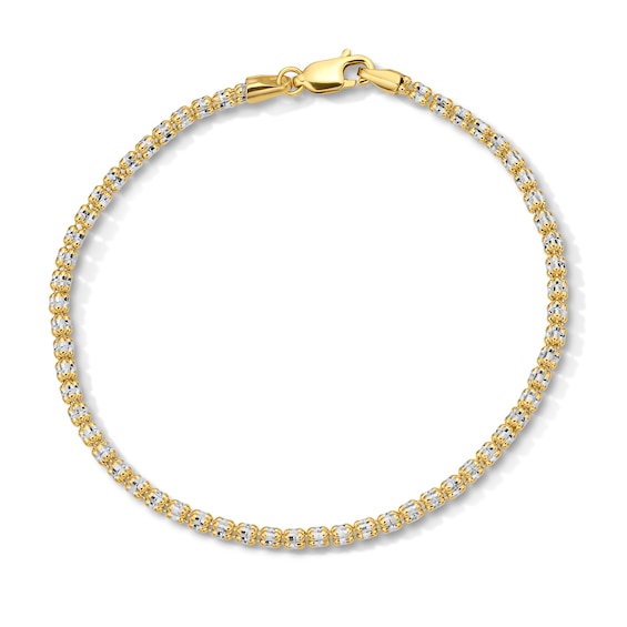 2.6mm Diamond-Cut Ice Bead Chain Bracelet in Solid 10K Two-Tone Gold - 7.5"