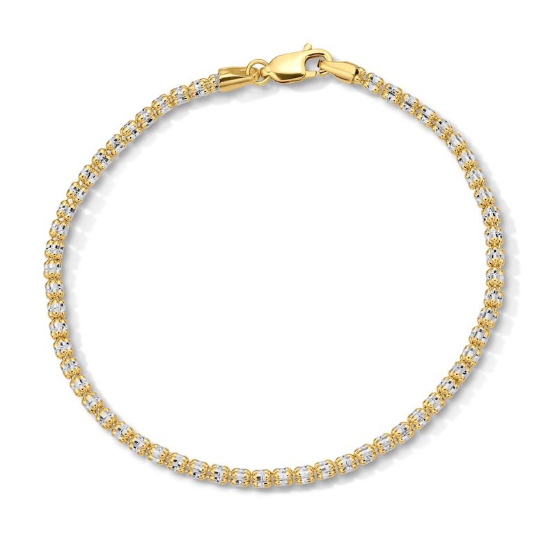 Main Image 1 of 2.6mm Diamond-Cut Ice Bead Chain Bracelet in Solid 10K Two-Tone Gold - 7.5"