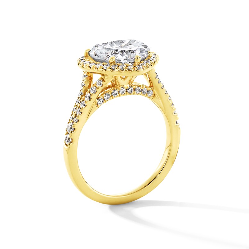 Main Image 2 of 3-5/8 CT. T.W. Heart-Shaped Certified Lab-Grown Diamond Frame Split Shank Engagement Ring in 14K Gold (F/VS2)