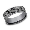 Thumbnail Image 1 of 7.5mm Matte Feathered Filigree Engravable Wedding Band in Tantalum and Titanium (1-2 lines)