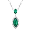 Thumbnail Image 1 of Pear-Shaped and Marquise-Cut Lab-Created Emerald with White Lab-Created Sapphire Drop Pendant in Sterling Silver