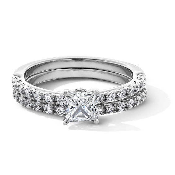 1 CT. T.w. Princess-Cut Diamond Bridal Set in 14K White Gold