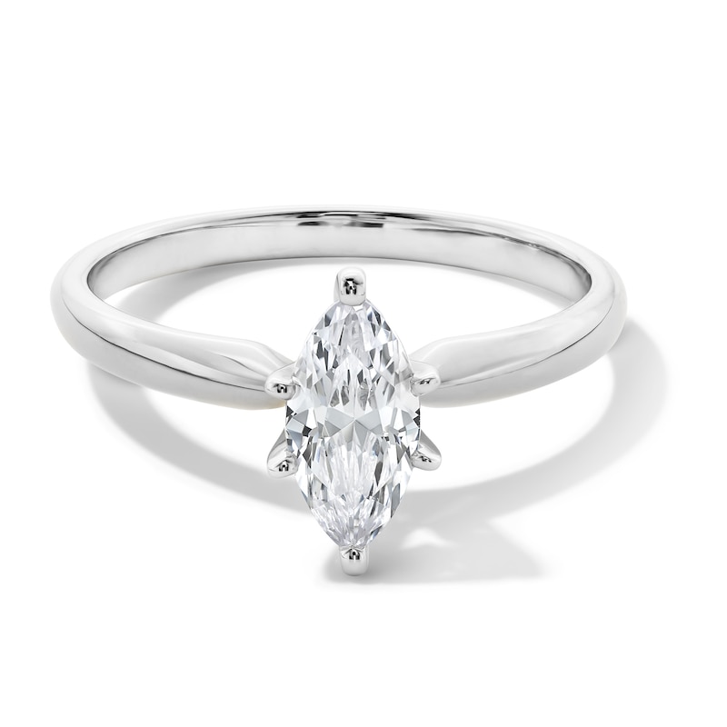 Main Image 1 of 1/2 CT. Marquise-Cut Diamond Solitaire Engagement Ring in 14K White Gold (I/I2)