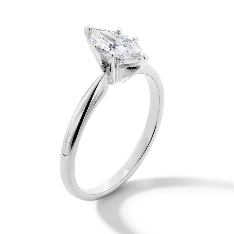 Main Image 2 of 1/2 CT. Marquise-Cut Diamond Solitaire Engagement Ring in 14K White Gold (I/I2)