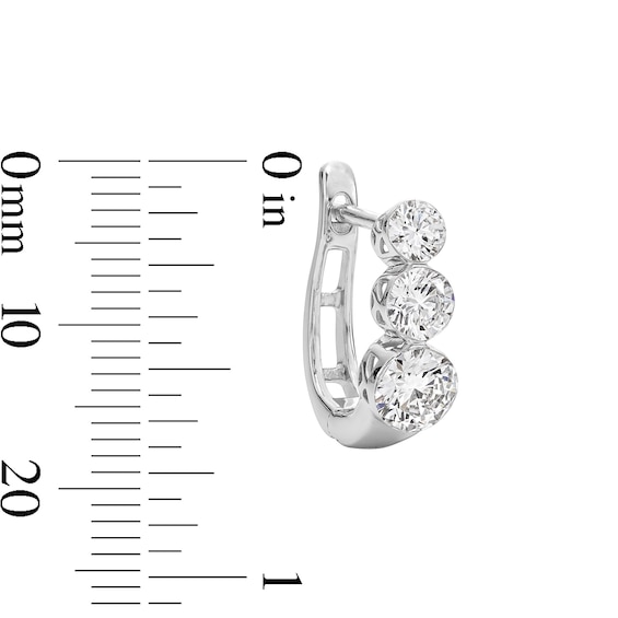 2 CT. T.w. Certified Lab-Grown Diamond Graduated Three Stone Hoop Earrings in 10K White Gold (F/Vs2)