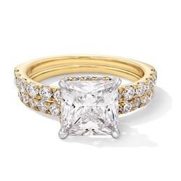 4-1/3 CT. T.W. Princess-Cut Certified Lab-Grown Diamond Bridal Set in 14K Gold (F/VS2)