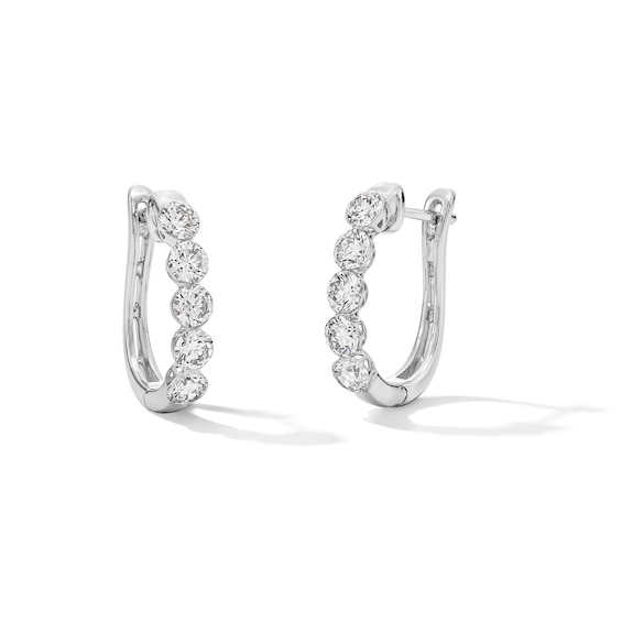 CT. T.w. Certified Lab-Grown Diamond Five Stone Hoop Earrings in 10K White Gold (F/Vs2