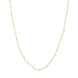 Baroque Freshwater Cultured Pearl and Bead Station Necklace in Sterling Silver with 18K Gold Plate - 16"