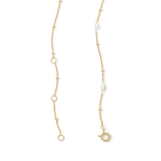 Baroque Freshwater Cultured Pearl and Bead Station Necklace in Sterling Silver with 18K Gold Plate