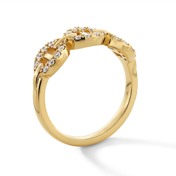 1/4 CT. T.w. Lab-Grown Chain Link Ring in Sterling Silver with 10K Gold Plate (F/Vs2) - Size 7