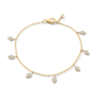 3/8 CT. T.W. Lab-Grown Multi-Diamond Geometric Dangle Station Bracelet in 10K Gold (F/VS2)